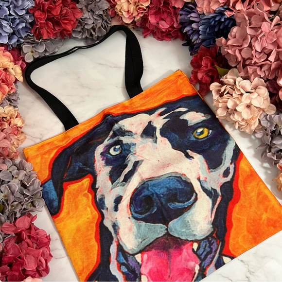 Eco-Friendly Goofy Black and White Dalmatian Dog Folding Tote Bag - Picture 3 of 15